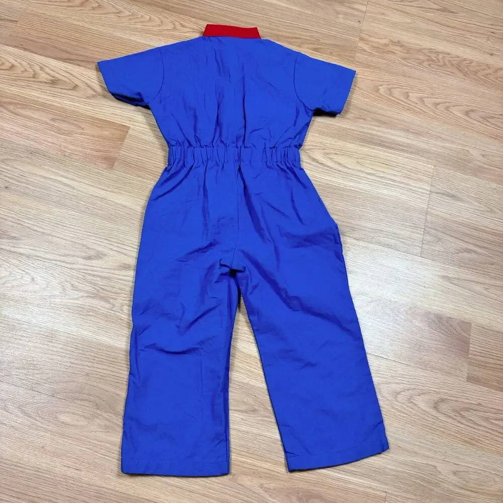 Vintage Tootsie Roll Kids Playsuit One Piece Romper Blue Red Jumpsuit 80s 4T